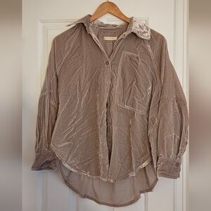 We The Free Velveteen Shirt in Mauve Taupe
